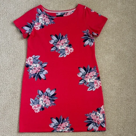 Pair of Joules Women’s Riviera Print Dresses - Floral Red & Blue Stripe Floral - Picture 8 of 11